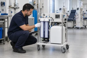 Avaliação técnica de equipamento portátil de osmose reversa em ambiente hospitalar.